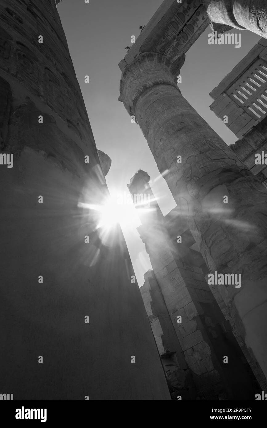 Ancienne colonne égyptienne à Louxor Banque D'Images