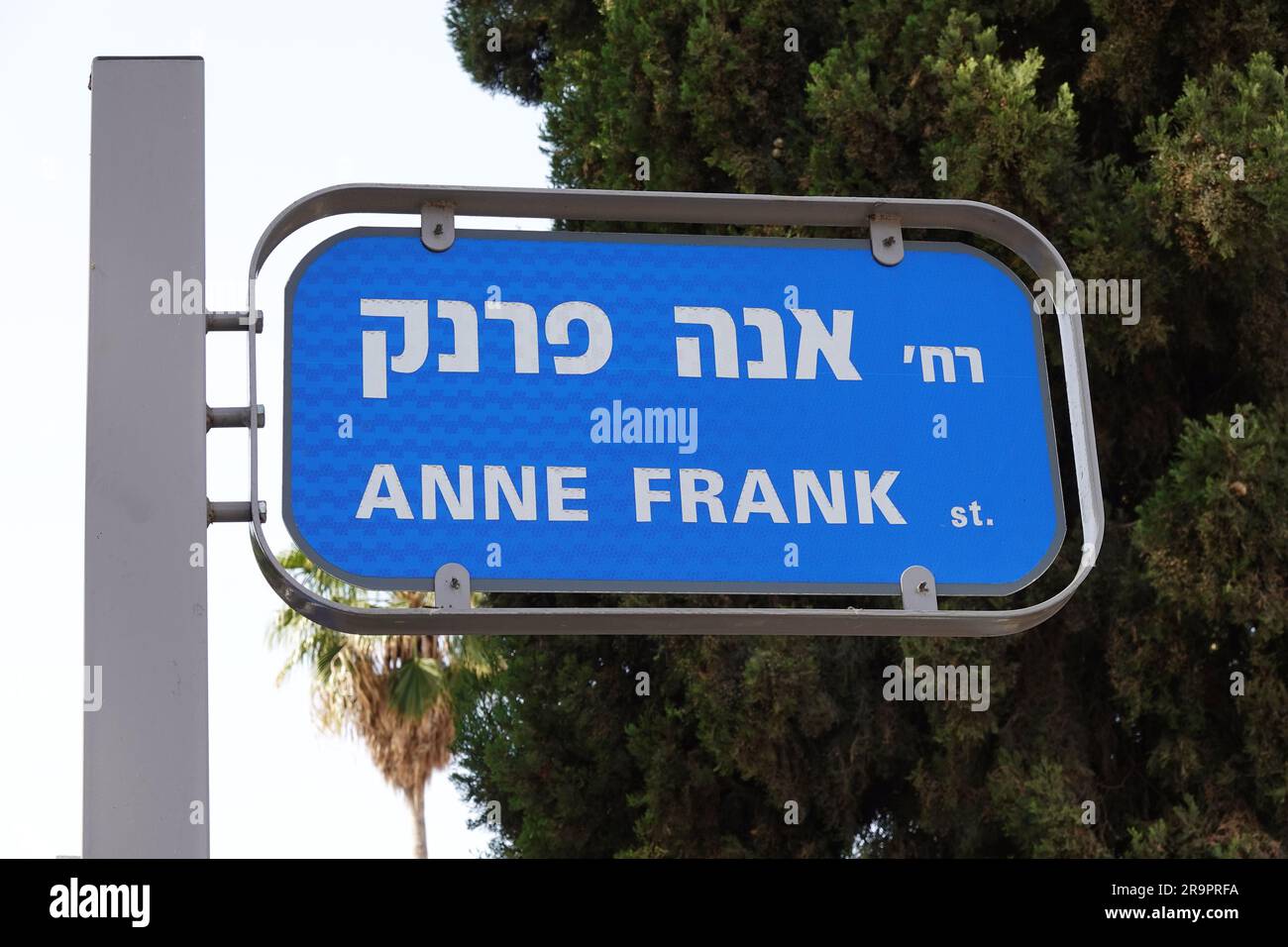 Panneau de rue Anne Frank Banque D'Images