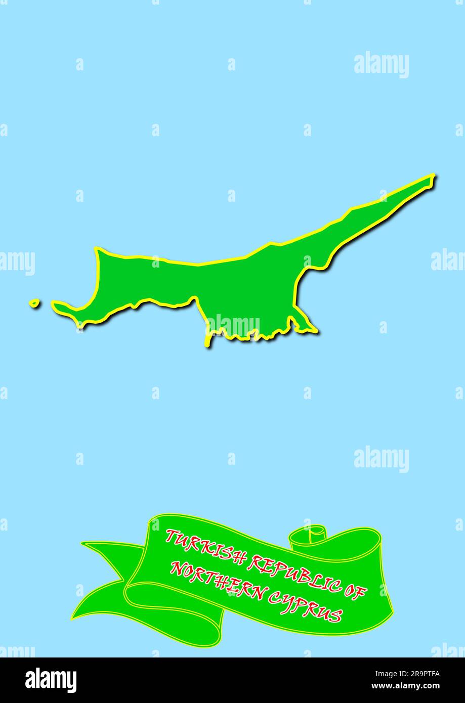 Carte de la République turque de Chypre-Nord avec sous-régions en vert ...
