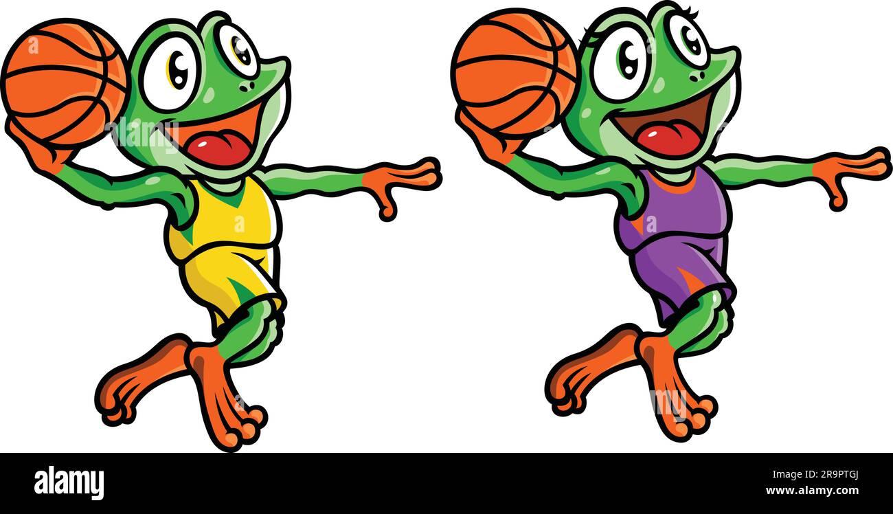 Joli panier boule joueur Frog Dunk Illustration de Vecteur