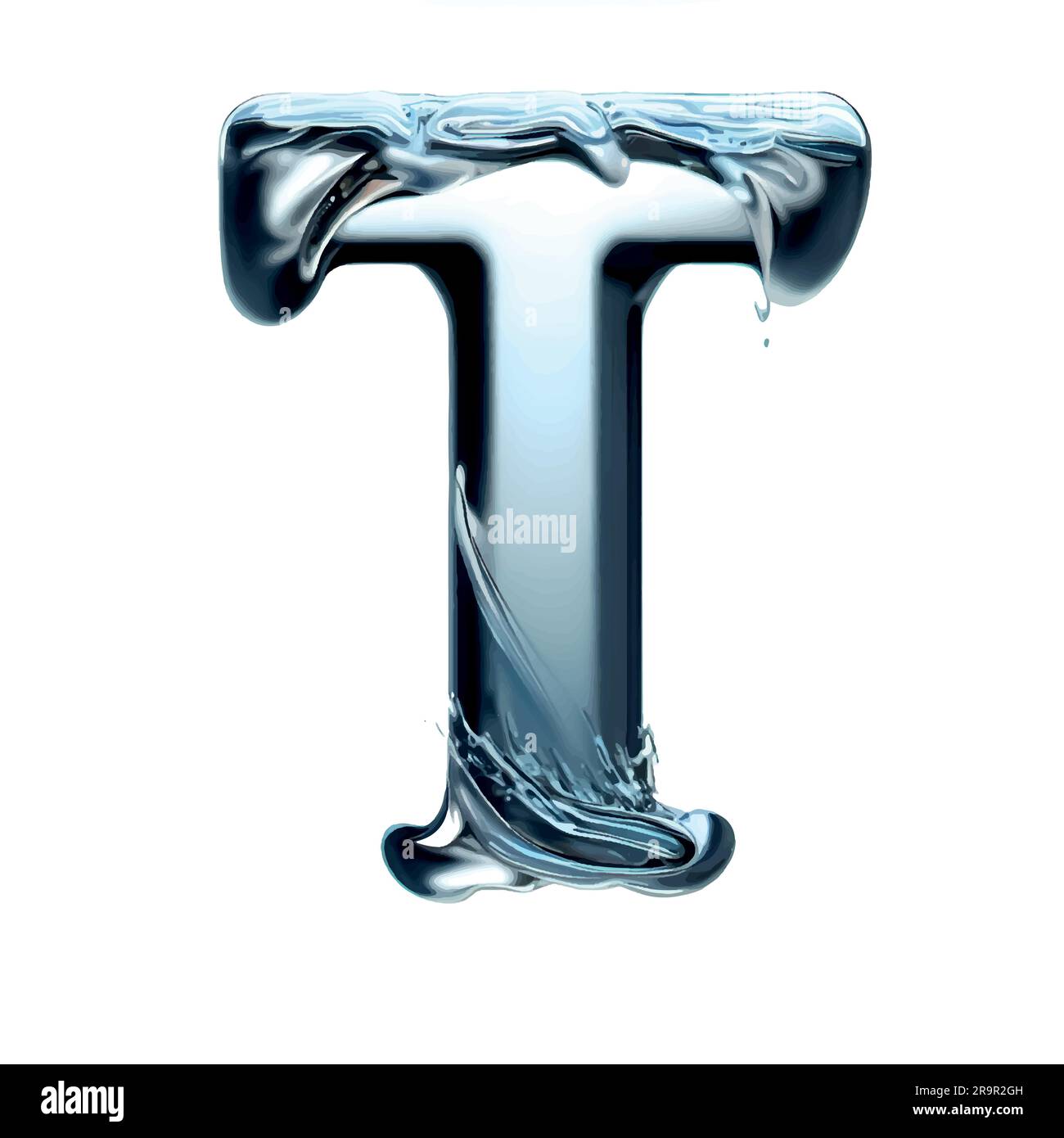 Lettre T majuscule dans l'eau avec arrière-plan d'image vierge Illustration de Vecteur