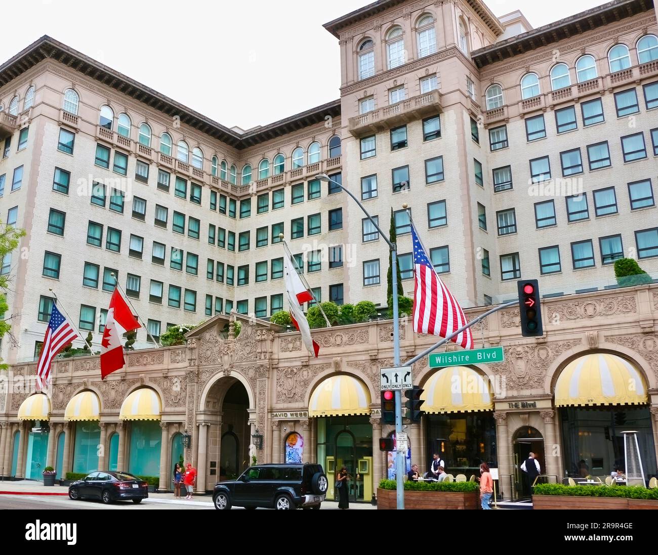 Entrée à l'hôtel de luxe historique de Beverly Wilshire Wilshire Boulevard Beverly Hills Los Angeles Californie États-Unis Banque D'Images