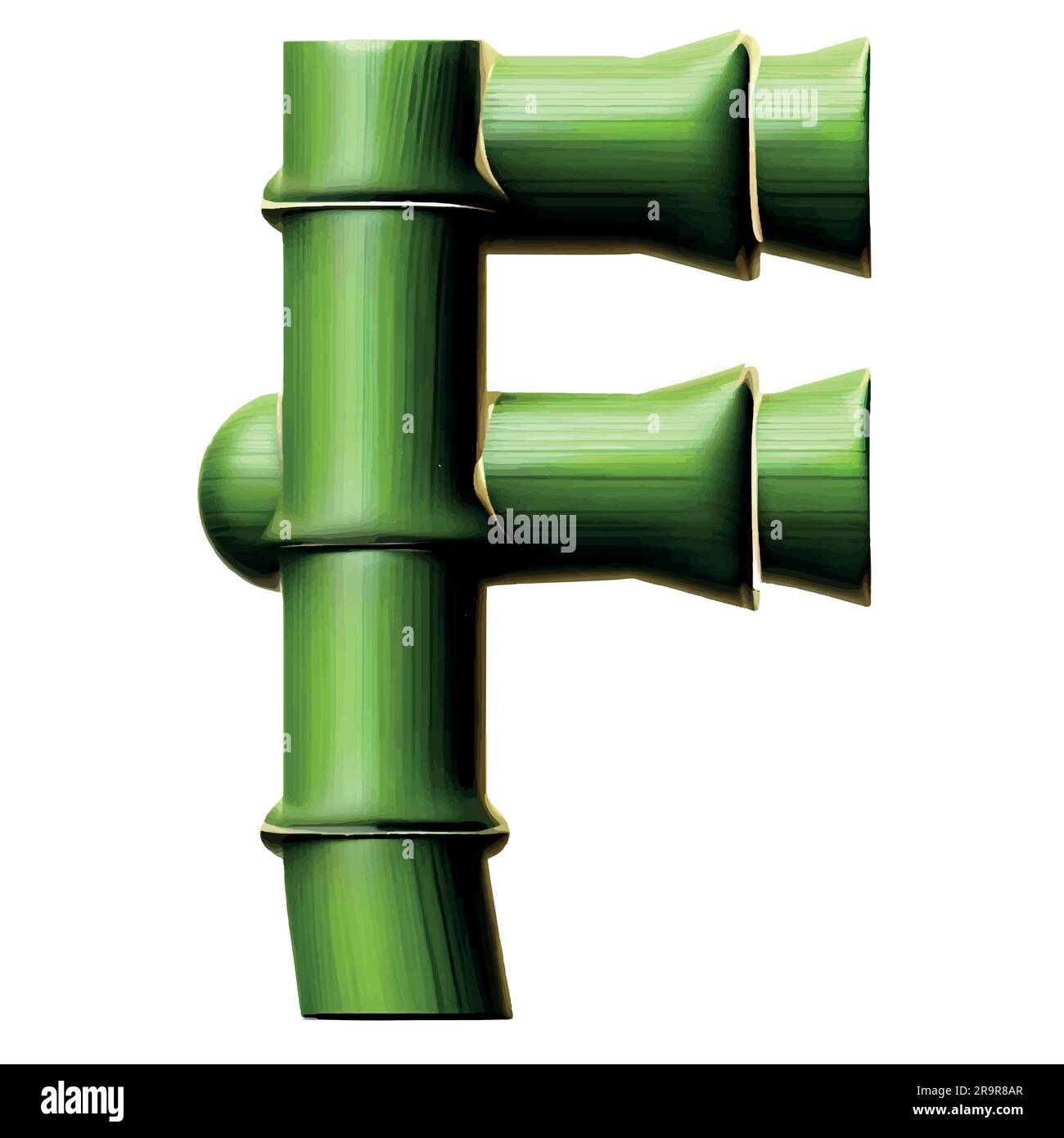 Lettre F majuscule en vert bambou avec fond blanc Illustration de Vecteur