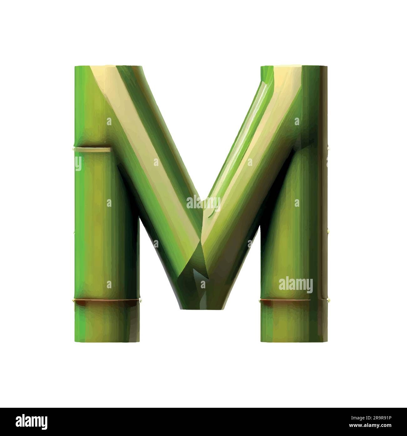 Lettre majuscule M en vert bambou avec fond blanc Illustration de Vecteur