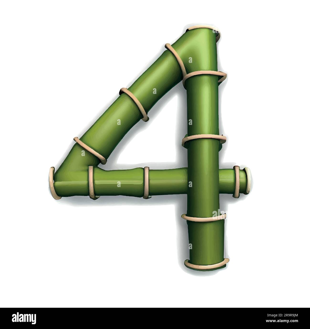 numéro quatre en vert bambou avec fond blanc en bambou vert Illustration de Vecteur