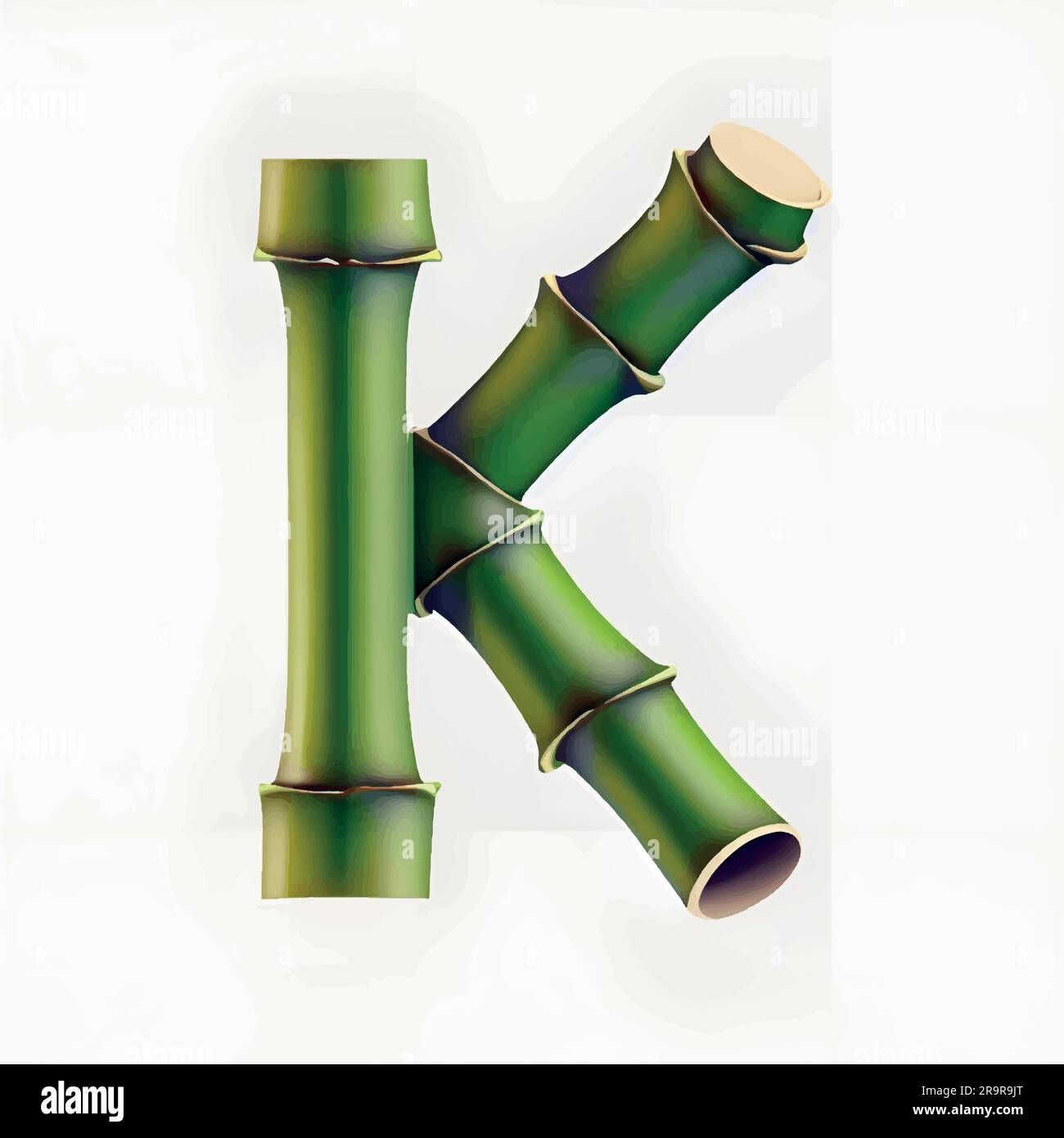 Lettre majuscule K en vert bambou avec fond blanc Illustration de Vecteur