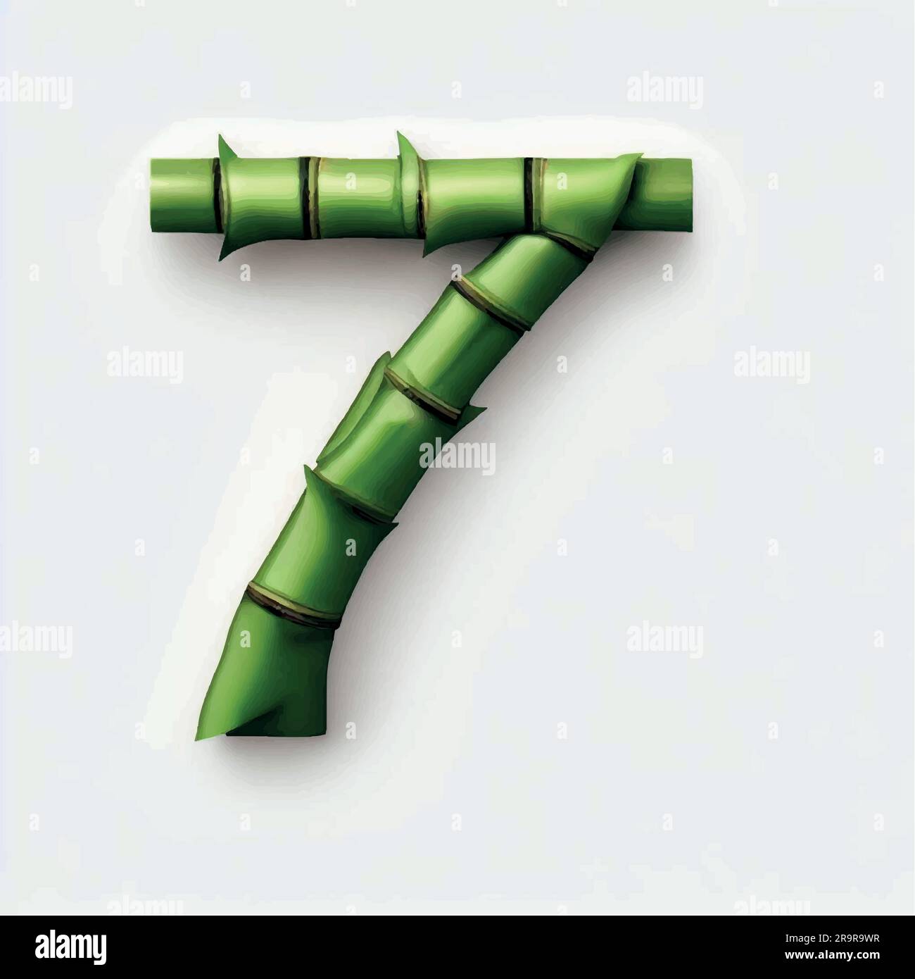 numéro sept en vert bambou avec fond blanc en bambou vert Illustration de Vecteur