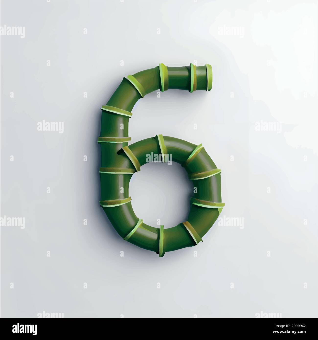 numéro six en bambou vert avec fond blanc en bambou vert Illustration de Vecteur