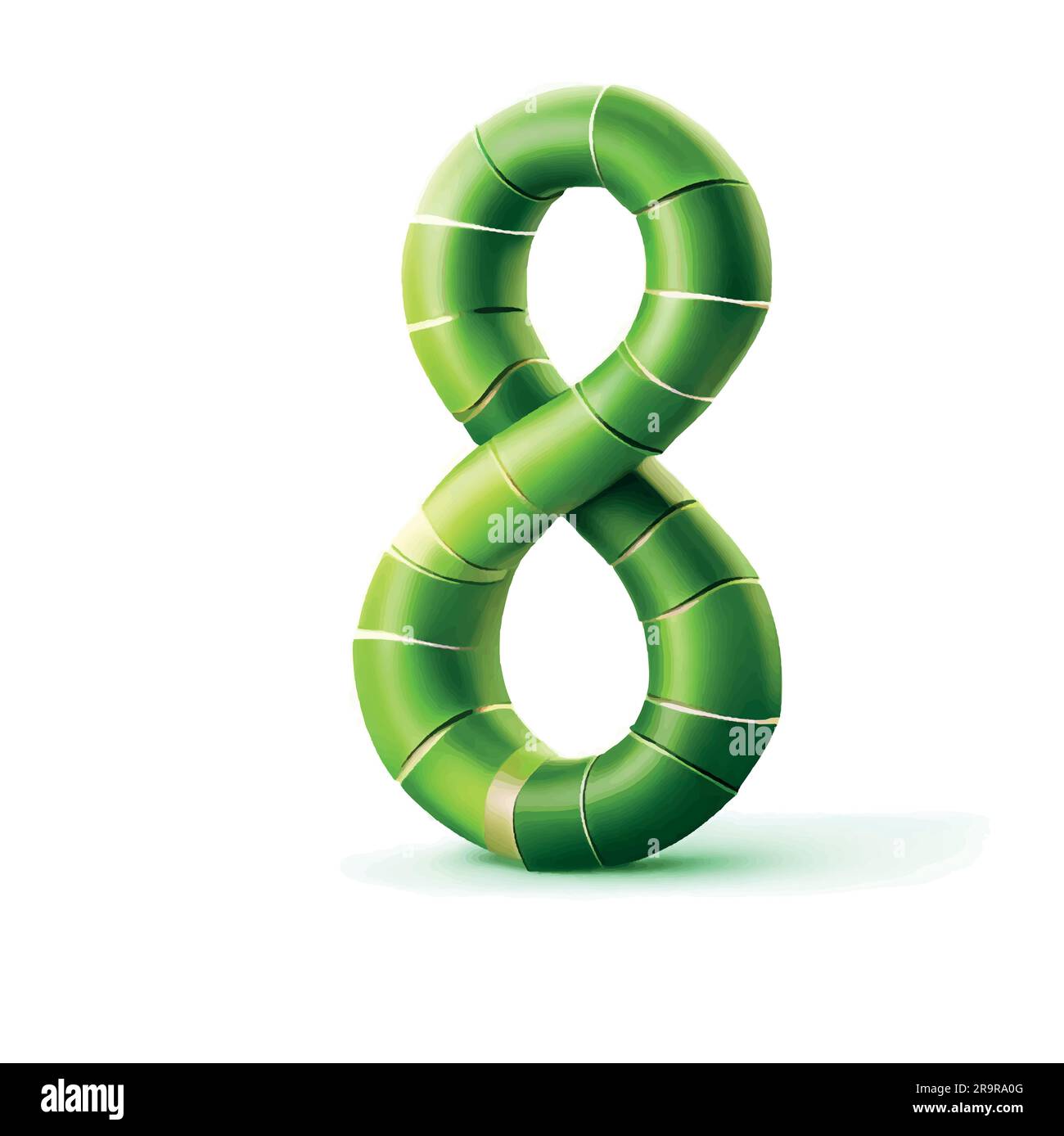 numéro huit en vert bambou avec fond blanc en bambou vert Illustration de Vecteur