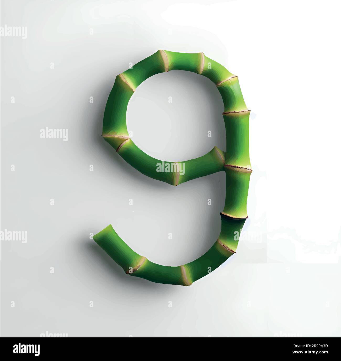 numéro neuf en vert bambou avec fond blanc en bambou vert Illustration de Vecteur