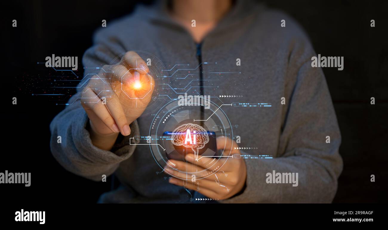 Concepts, développement de l'intelligence artificielle et auto-apprentissage de l'intelligence artificielle. Banque D'Images