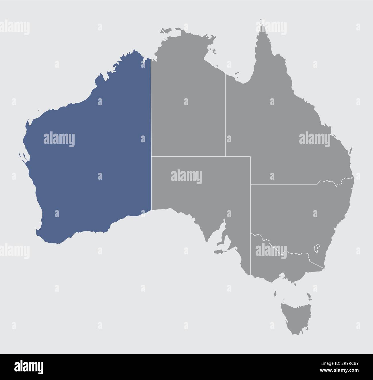 Carte de l'Australie occidentale mise en évidence en Australie Illustration de Vecteur