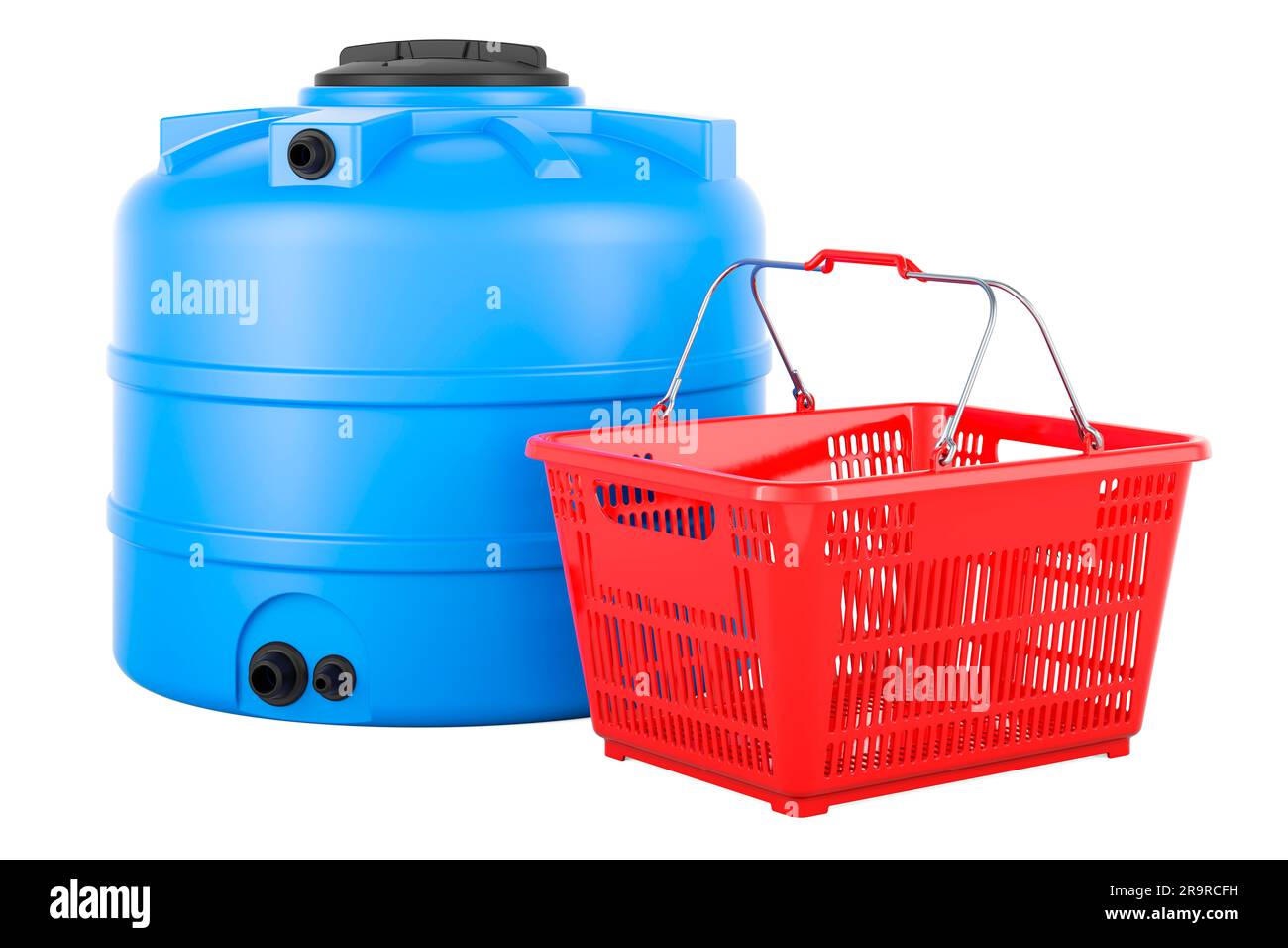 Panier avec citerne intermédiaire en vrac. 3D rendu isolé sur fond blanc Banque D'Images