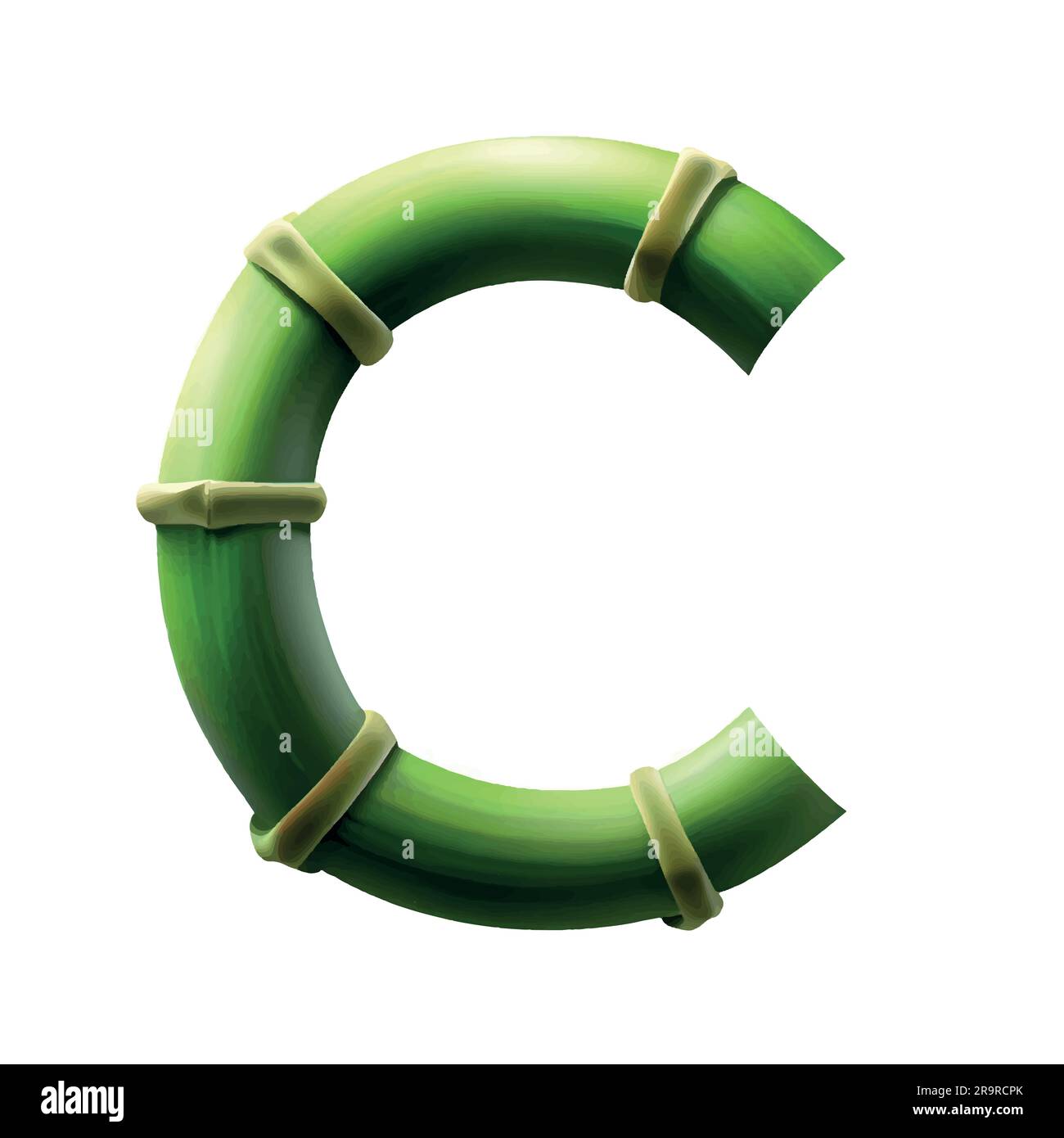 Lettre C majuscule en vert bambou avec fond blanc Illustration de Vecteur