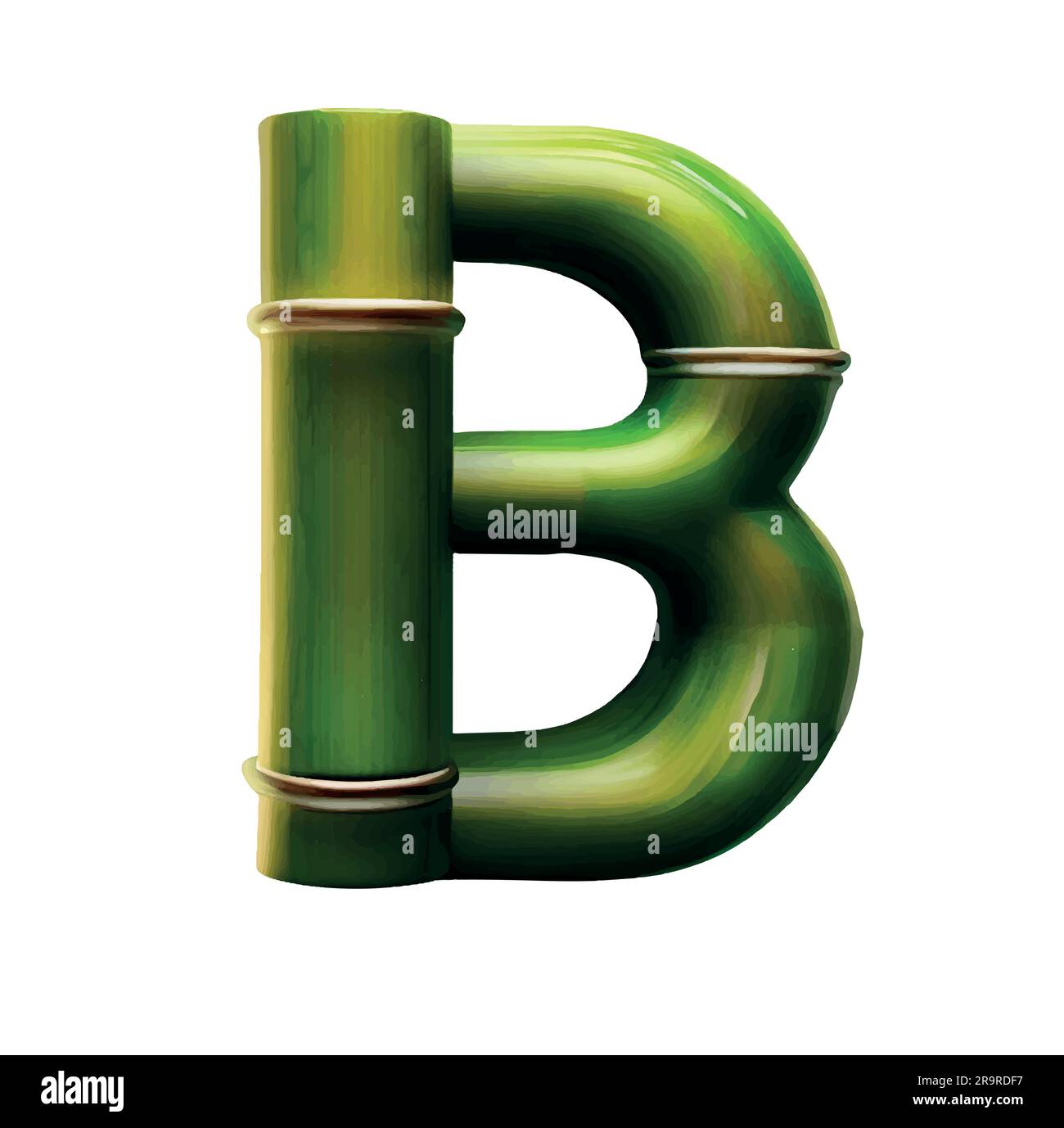 Lettre majuscule B en vert bambou avec fond blanc Illustration de Vecteur
