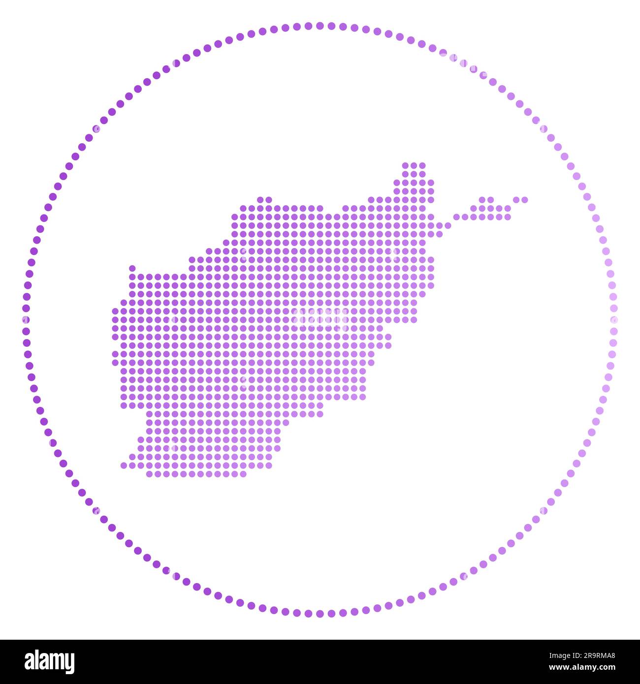 Badge numérique Afghanistan. Carte de style pointillé de l'Afghanistan dans un cercle. Icône Tech du pays avec des points dégradés. Illustration vectorielle impressionnante. Illustration de Vecteur