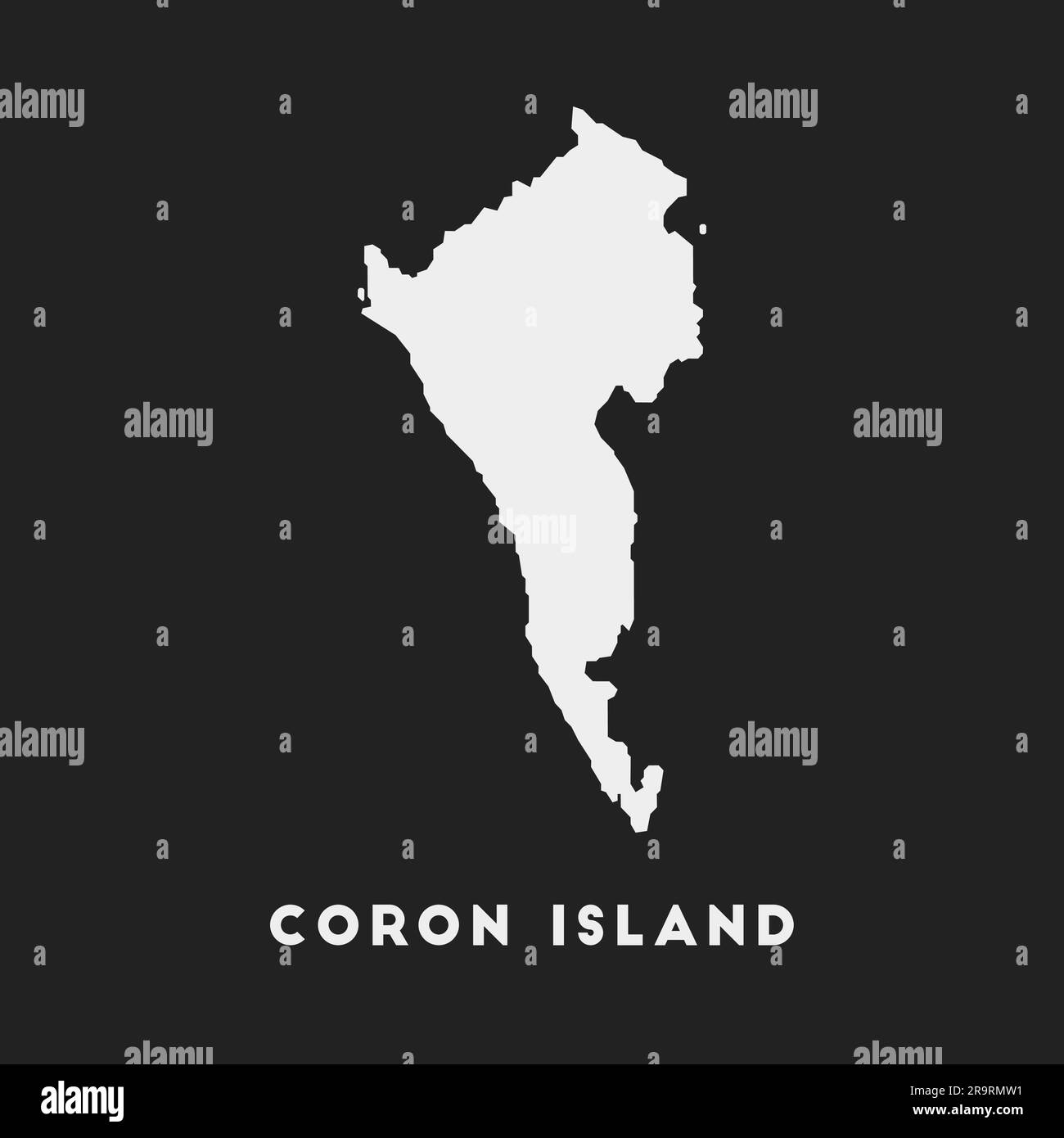 Icône de l'île Coron. Carte sur fond sombre. Carte élégante de l'île de Coron avec nom. Illustration vectorielle. Illustration de Vecteur