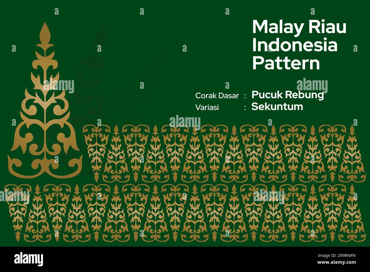 Indonésie traditionnelle tissu tissé Songket sans couture motif. Combinaison de couleurs batik tenun kain, or et vert. Vecteur EPS 10. Illustration de Vecteur