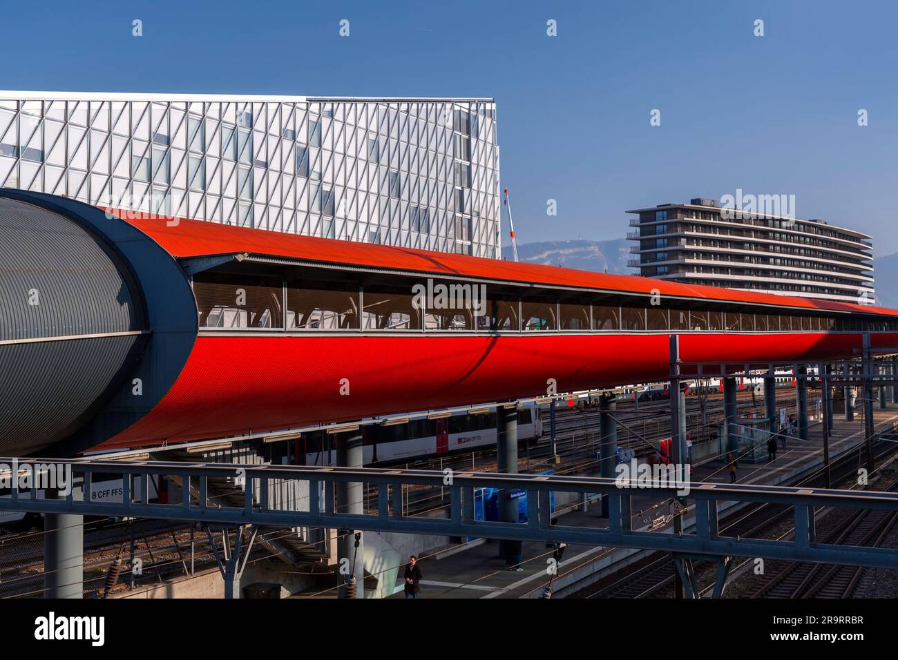 Genève, Suisse - 25 mars 2022 : la gare de Genève-Secheron est une gare de la commune de Genève, dans le canton suisse de Genève Banque D'Images