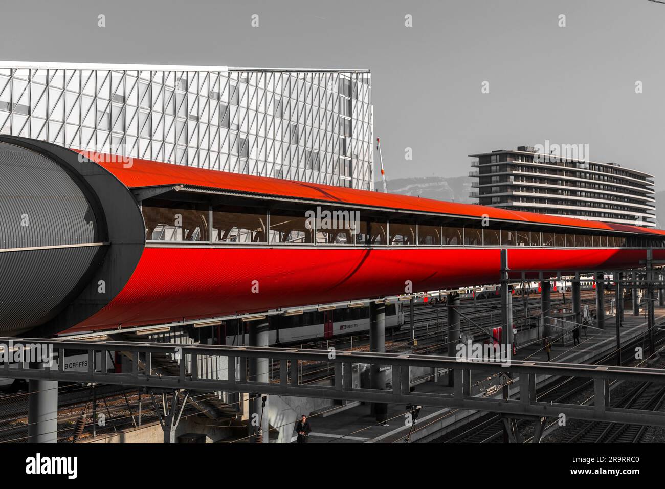 Genève, Suisse - 25 mars 2022 : la gare de Genève-Secheron est une gare de la commune de Genève, dans le canton suisse de Genève Banque D'Images