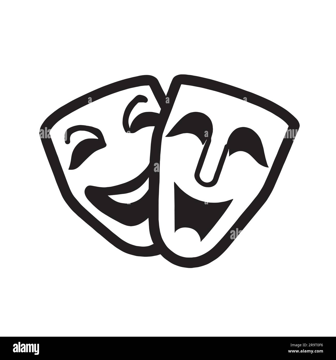 illustration d'icône de masque heureux et triste de théâtre Illustration de Vecteur
