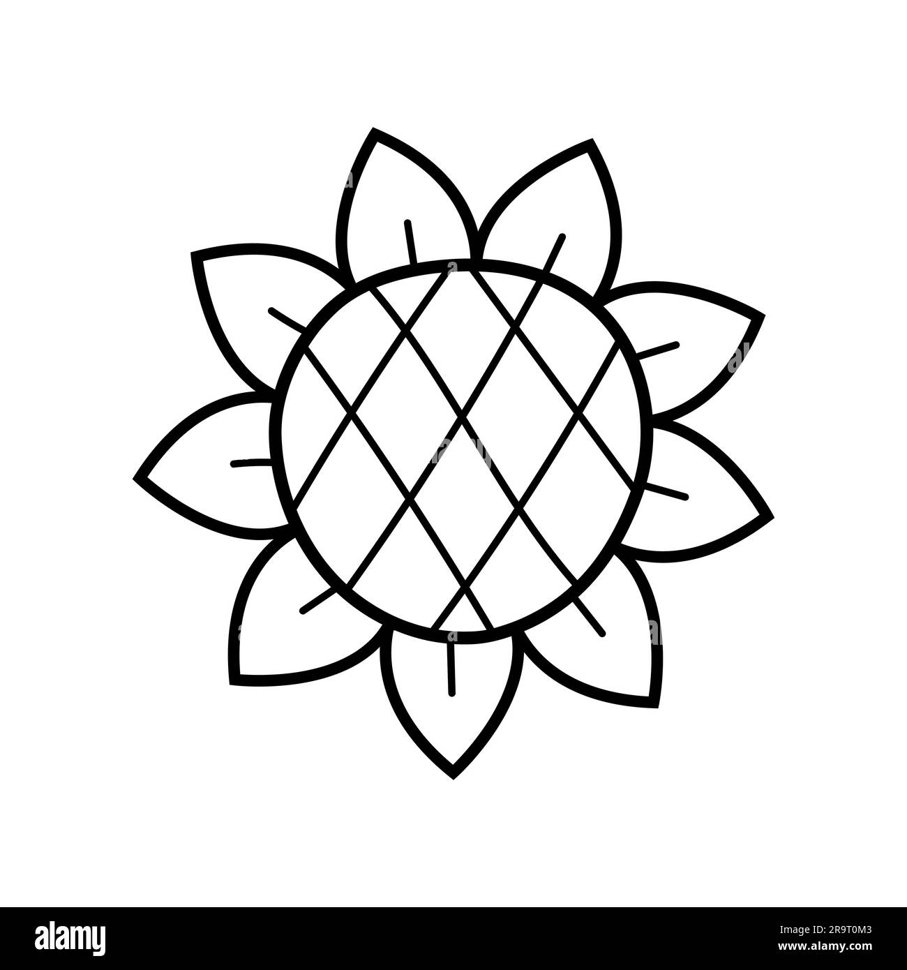 Tournesol. Élément botanique d'esquisse dessiné à la main. Illustration vectorielle isolée en style de ligne doodle. Illustration de Vecteur