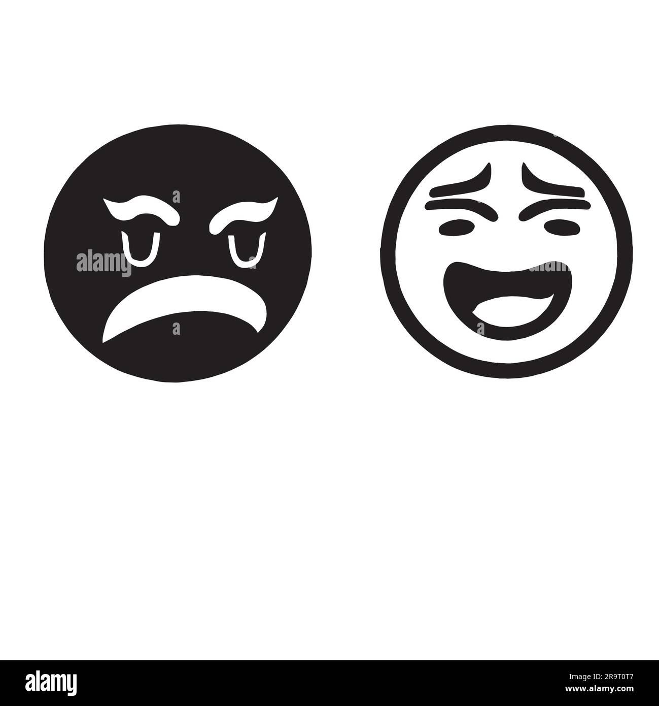 icône visage triste et heureux Illustration de Vecteur