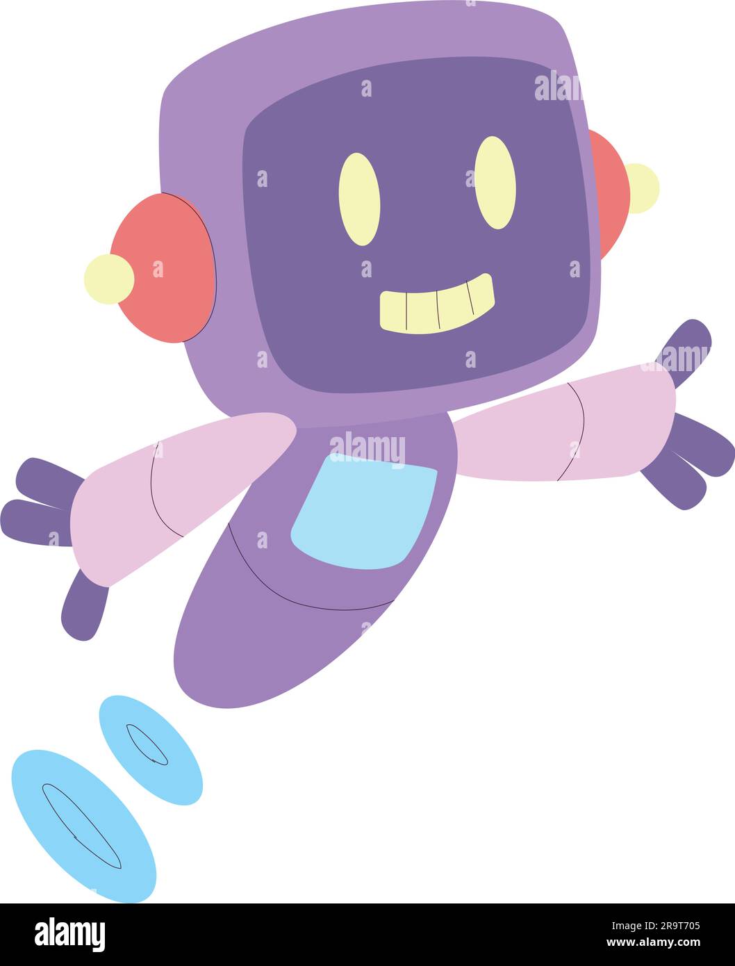 Icône d'esquisse de personnage robot mignon de couleur isolée Vector Illustration de Vecteur