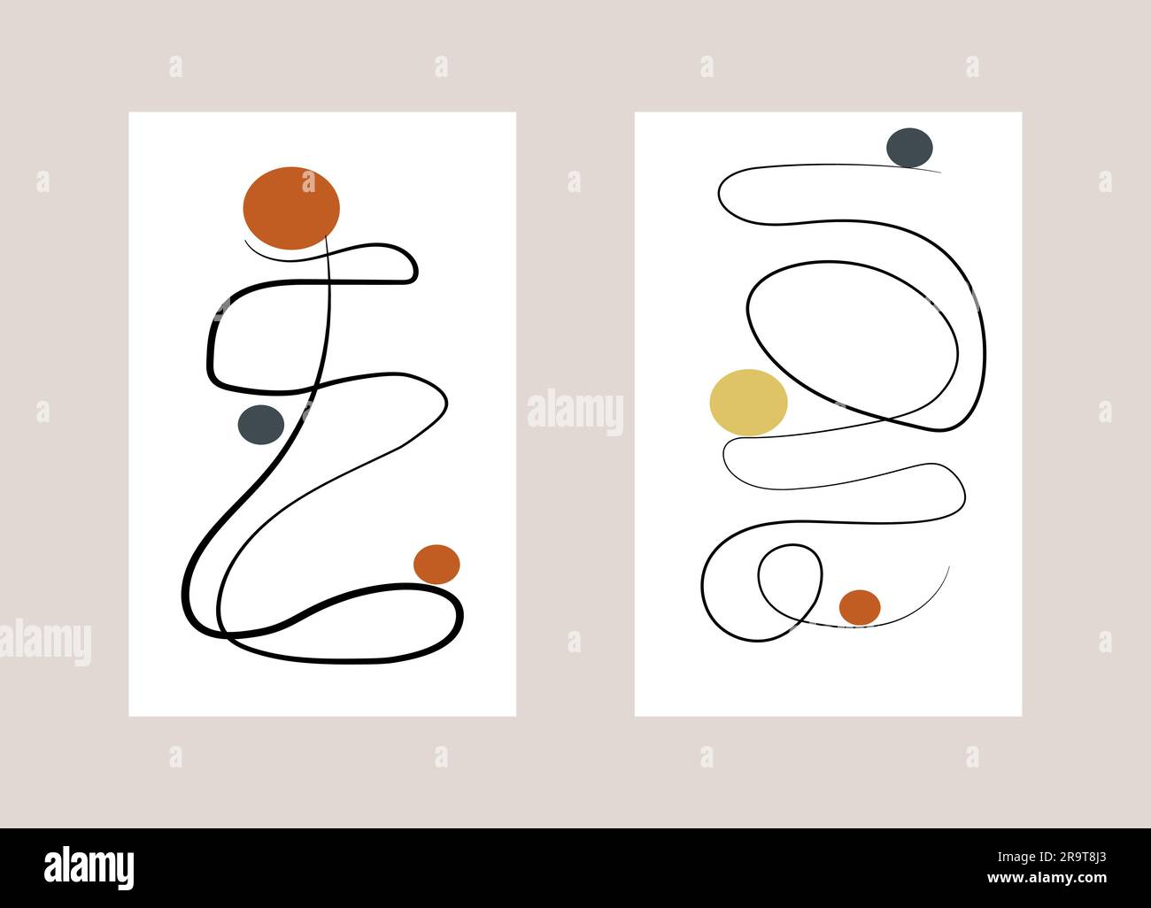 Jeu de modèles de cartes avec lignes abstraites et formes géométriques ...