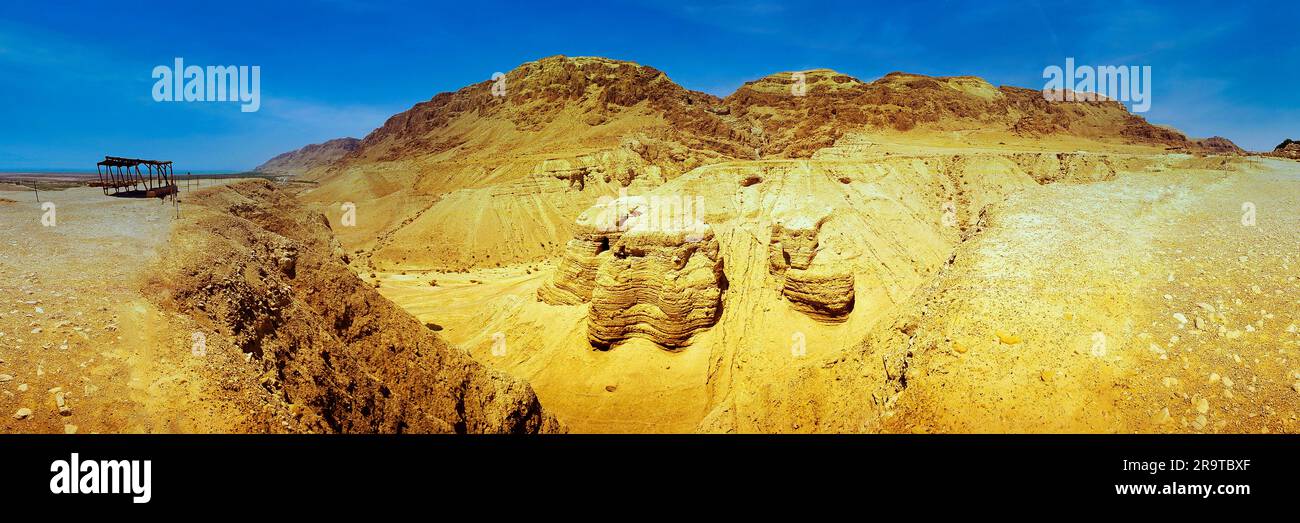 Formations rocheuses sur le désert de Judée, Qumran, Israël Banque D'Images