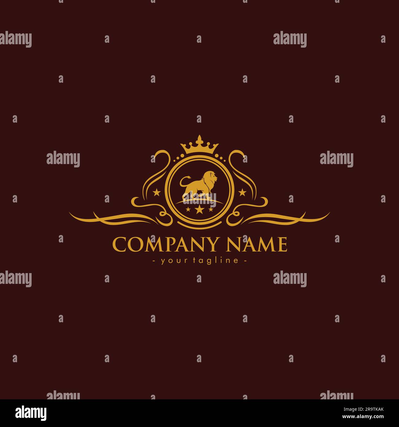 Logo Lion Luxury Design. Logo Crown Lion Illustration de Vecteur