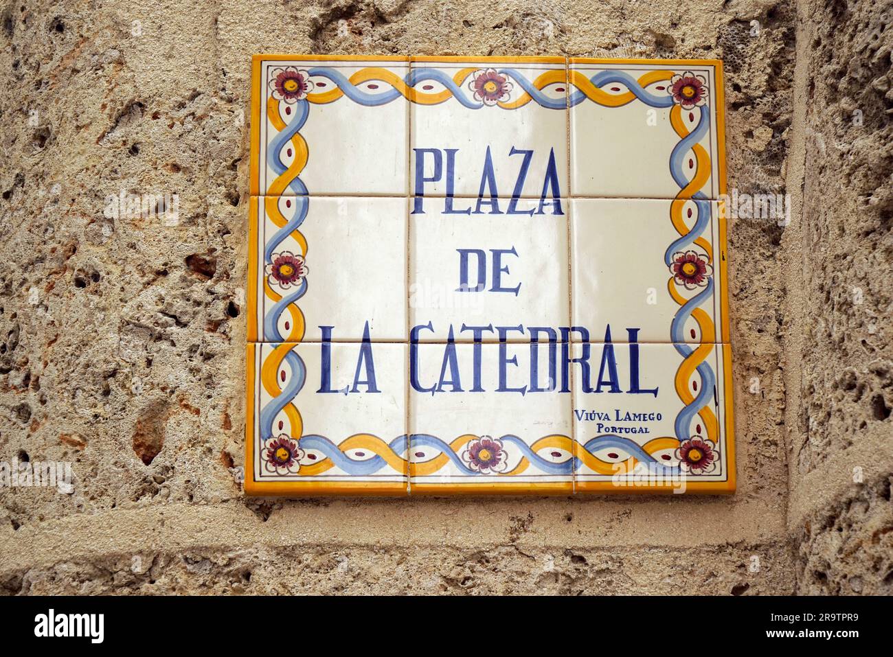 Panneau de la Plaza de la Catedral, la Havane, Cuba Banque D'Images