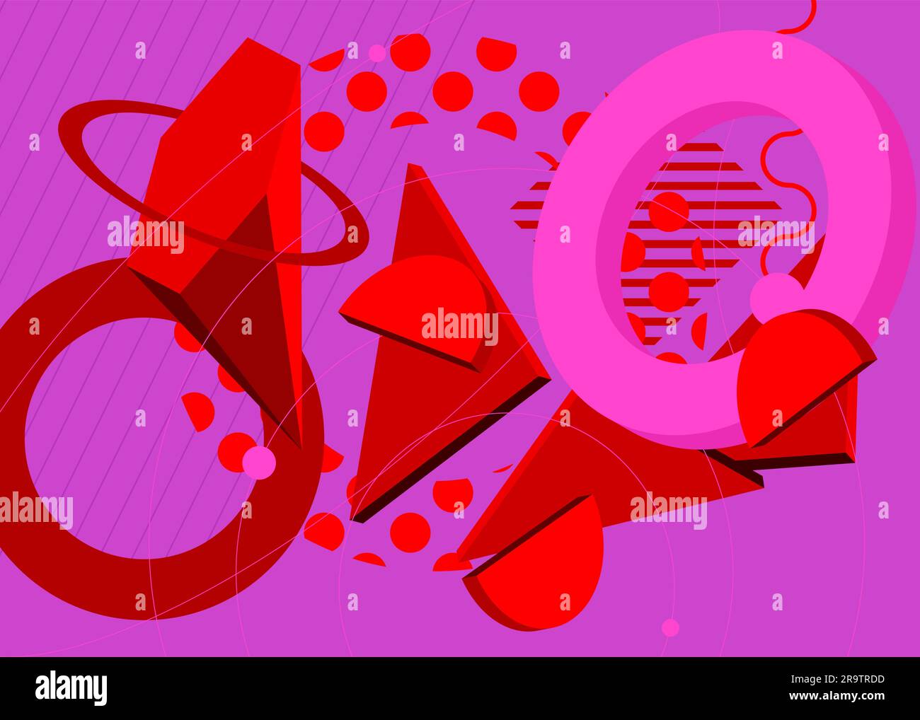 Rouge et violet vintage géométrique abstrait graphique thème rétro minimal toile de fond. Éléments géométriques, modèle de formes pour affiche, couverture, arrière-plan, b Illustration de Vecteur