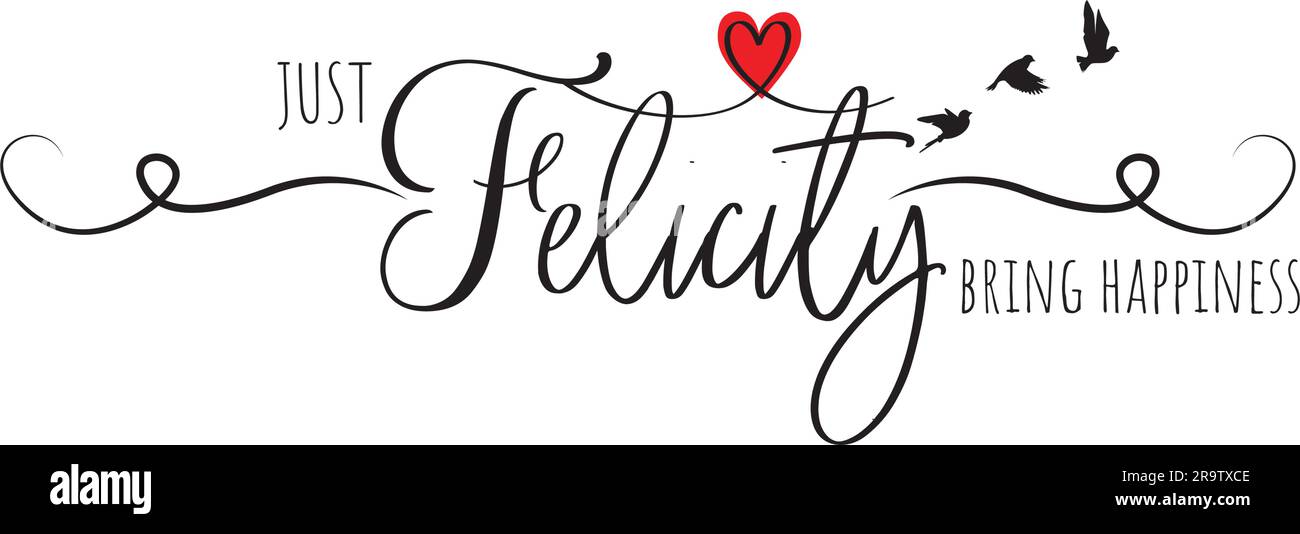 Juste Felicity apporter bonheur, vecteur. Texte, lettrage. Motivation, citation positive inspirante, affirmation. Soufflage de pissenlits Illustration de Vecteur
