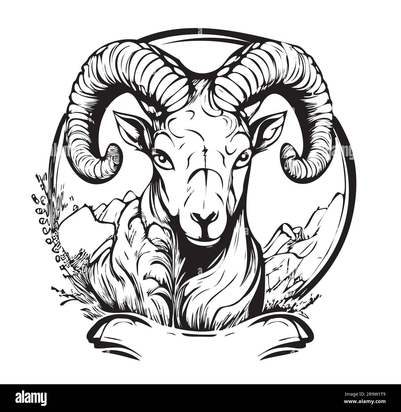 Aries croquis main dessiné dans le style Doodle Horoscope illustration Illustration de Vecteur