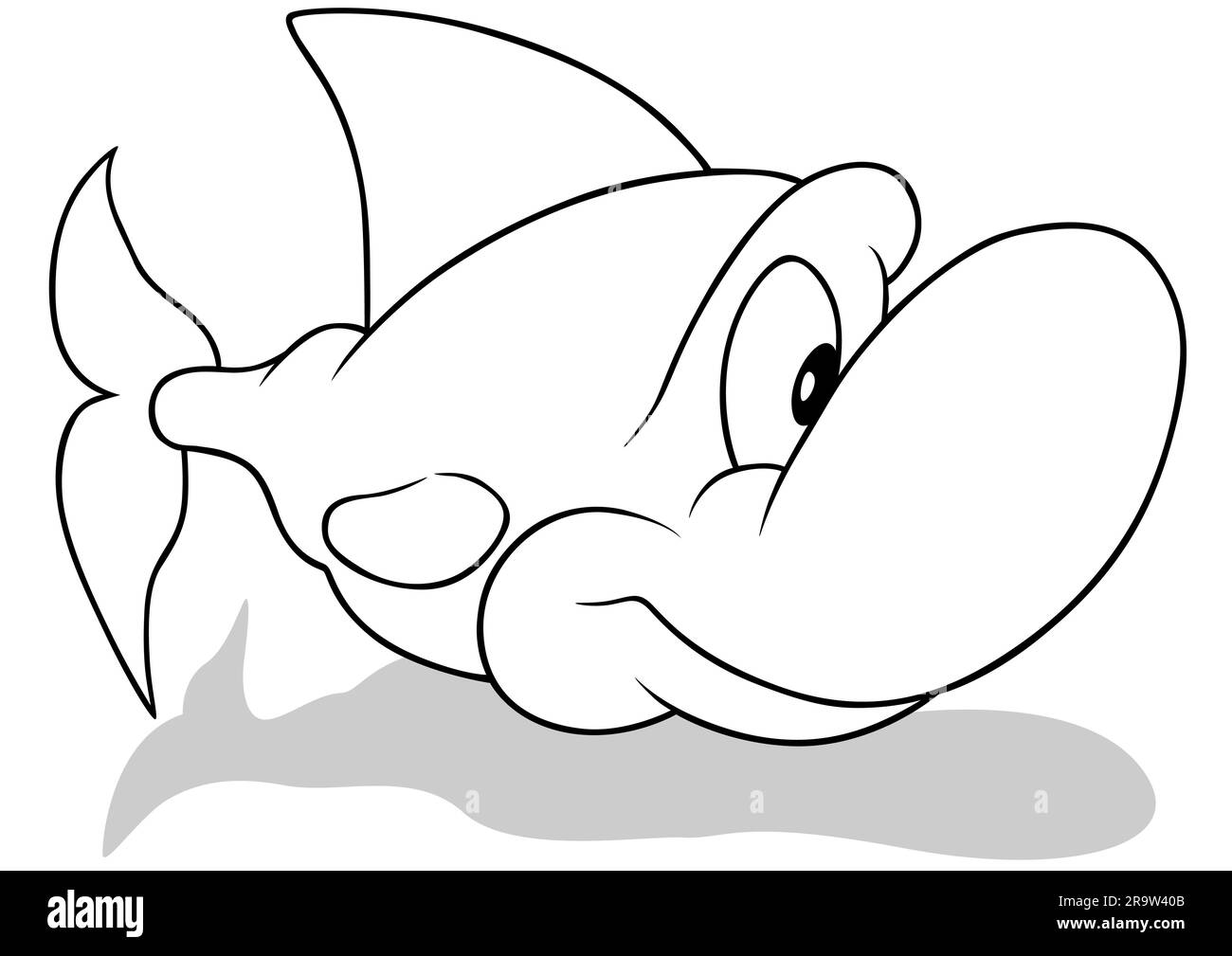 Dessin d'un poisson souriant avec un gros nez Illustration de Vecteur