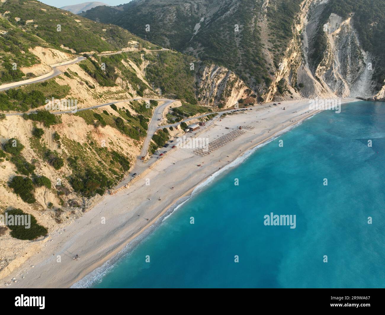 Photographie aérienne de Myrtos Beach Banque D'Images