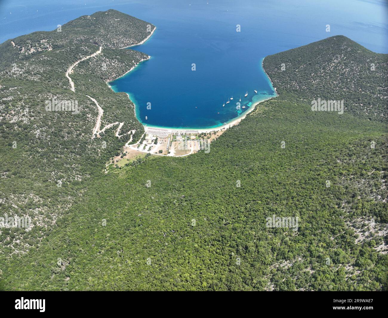 Image aérienne de la plage d'Antisamos en Céphalonie Grèce Banque D'Images