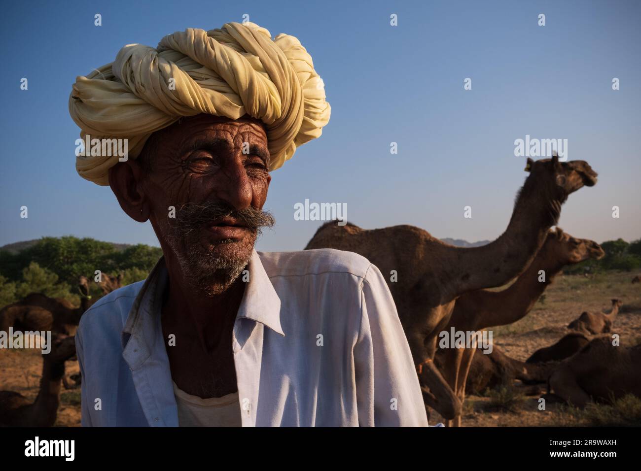 Les éleveurs de chameaux de Rabari à la foire de Pouchkar Camel, en Inde Banque D'Images