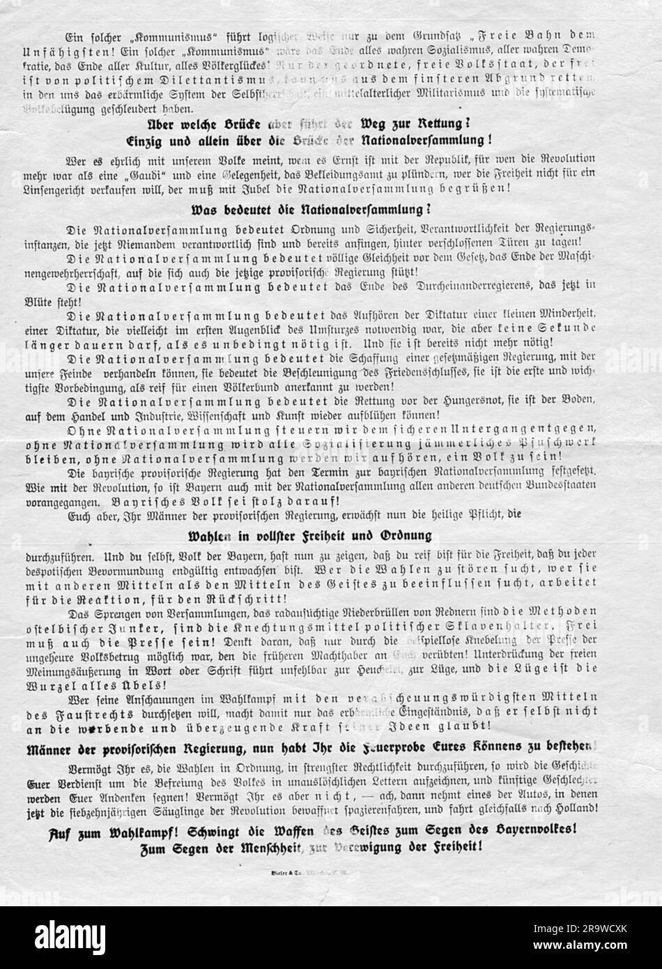 Révolution allemande 1918 - 1919, handbill anti-communiste, 'plus de soldats, pour quoi vous battez-vous?', INFO-DROITS-AUTORISATION-SUPPLÉMENTAIRES-NON-DISPONIBLE Banque D'Images