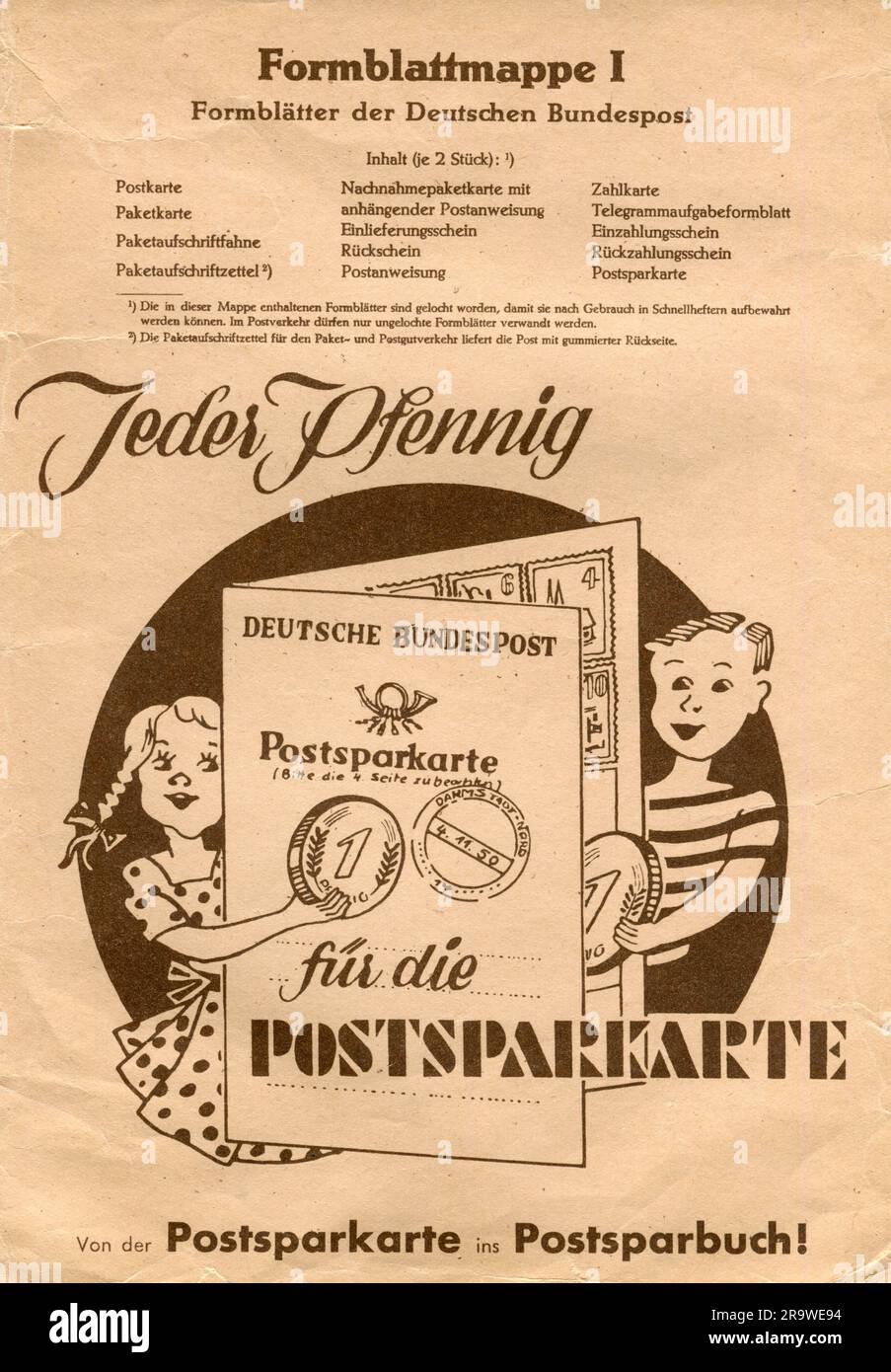 Courrier, formulaire, poste fédérale allemande, formulaire portfolio 1, à des fins de formation, 1953, DROITS-SUPPLÉMENTAIRES-AUTORISATION-INFO-NON-DISPONIBLE Banque D'Images