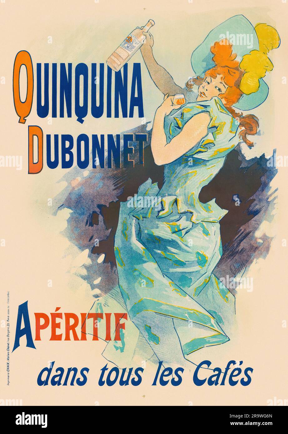 Quinquina Dubonnet. Apéritif dans tous les cafés dirigés par Jules Chéret (1836-1932). Affiche publiée en 1895 en France. Banque D'Images