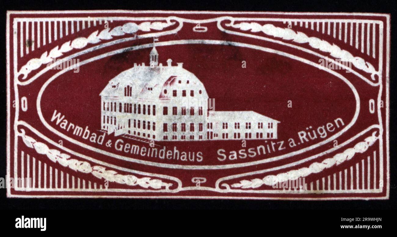 Publicité, tourisme, Sassnitz, timbre-affiche, vers 1910, INFO-AUTORISATION-DROITS-SUPPLÉMENTAIRES-NON-DISPONIBLE Banque D'Images