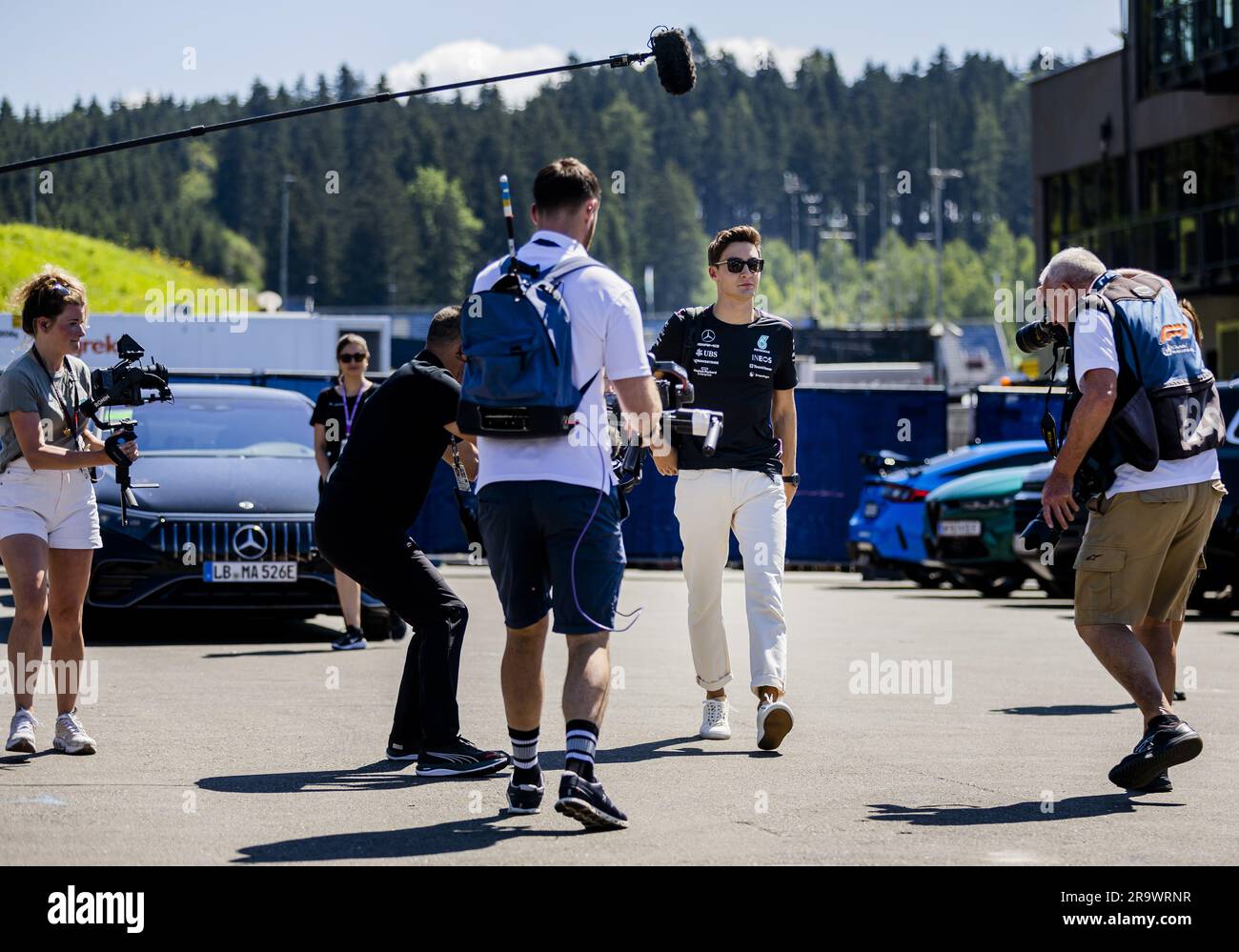 SPIELBERG - Autriche, 29/06/2023, George Russell (Mercedes) lors de la journée médiatique qui a précédé le Grand Prix d'Autriche au Red Bull Ring sur 29 juin 2023 à Spielberg, Autriche. ANP SEM VAN DER WAL Banque D'Images