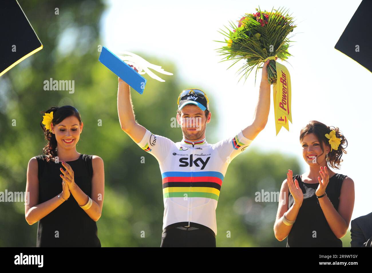 Photo du dossier datée du 22-07-2012 de Mark Cavendish. Au cours des deux dernières décennies, le Manxman a acquis une réputation comme le plus grand sprinter a connu, et nulle part n'a-t-il fait plus pour ternir cette réputation qu'au Tour de France. Date de publication : jeudi 29 juin 2023. Banque D'Images