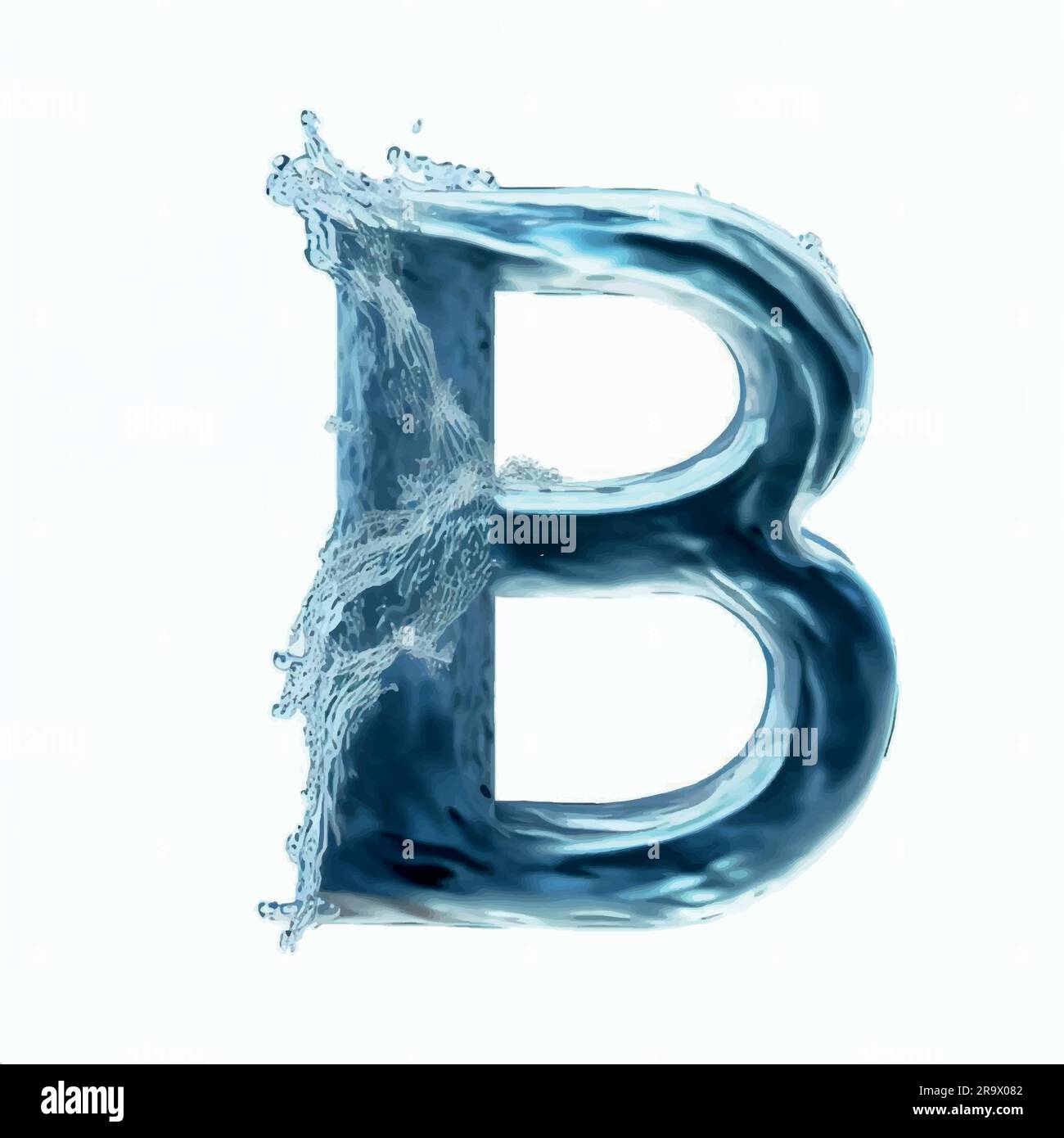 Lettre majuscule B dans l'eau avec arrière-plan d'image vierge Illustration de Vecteur