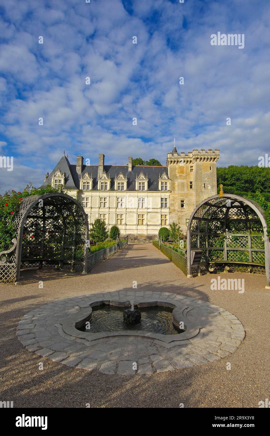 Château de Villandry, Vallée de la Loire, Touraine, Château de, Villandry, Centre, France Banque D'Images