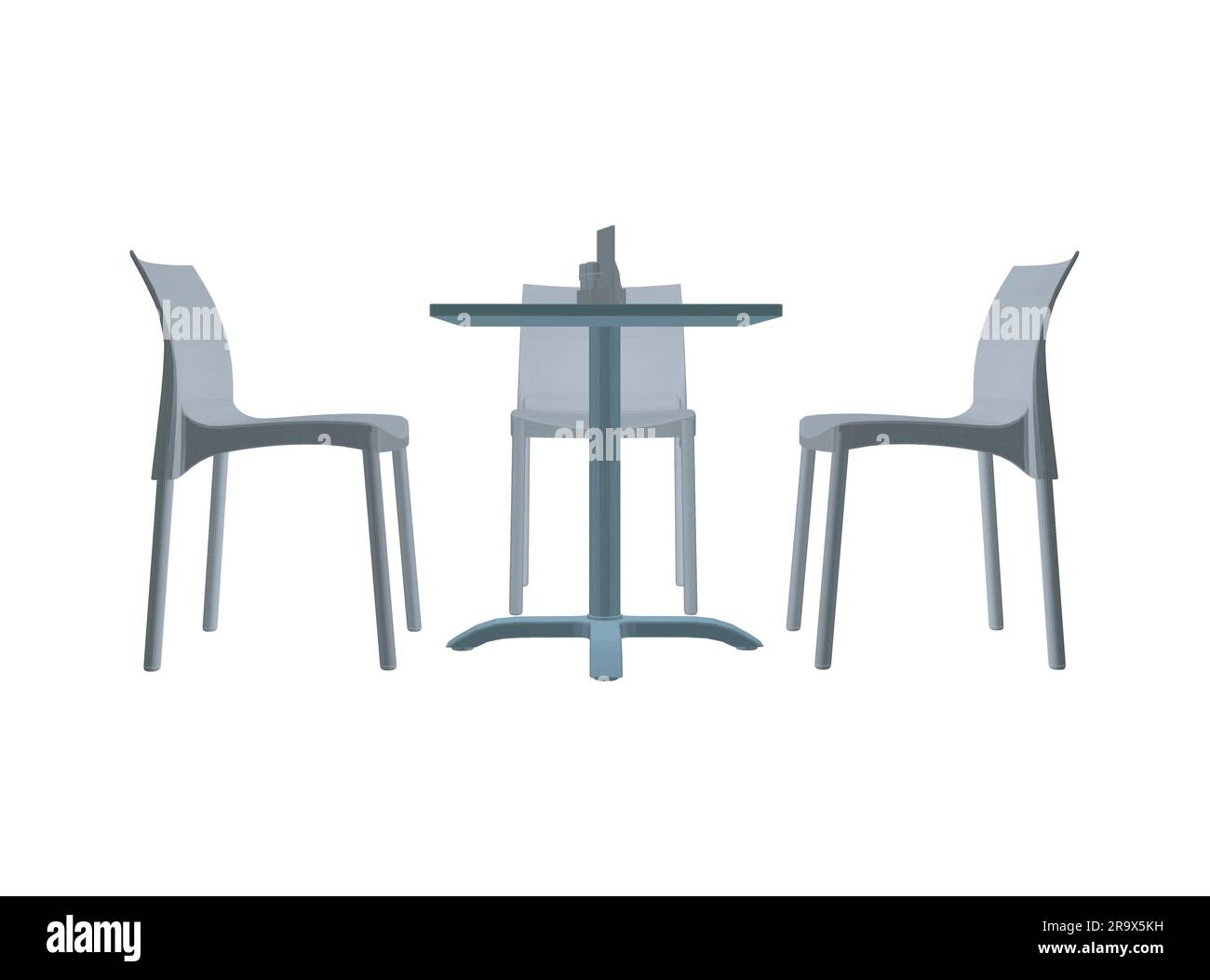 Table ronde moderne polygonale avec chaises. Illustration vectorielle. Vector art polygonal d'une table à manger avec chaises. 3D. Illustration de Vecteur