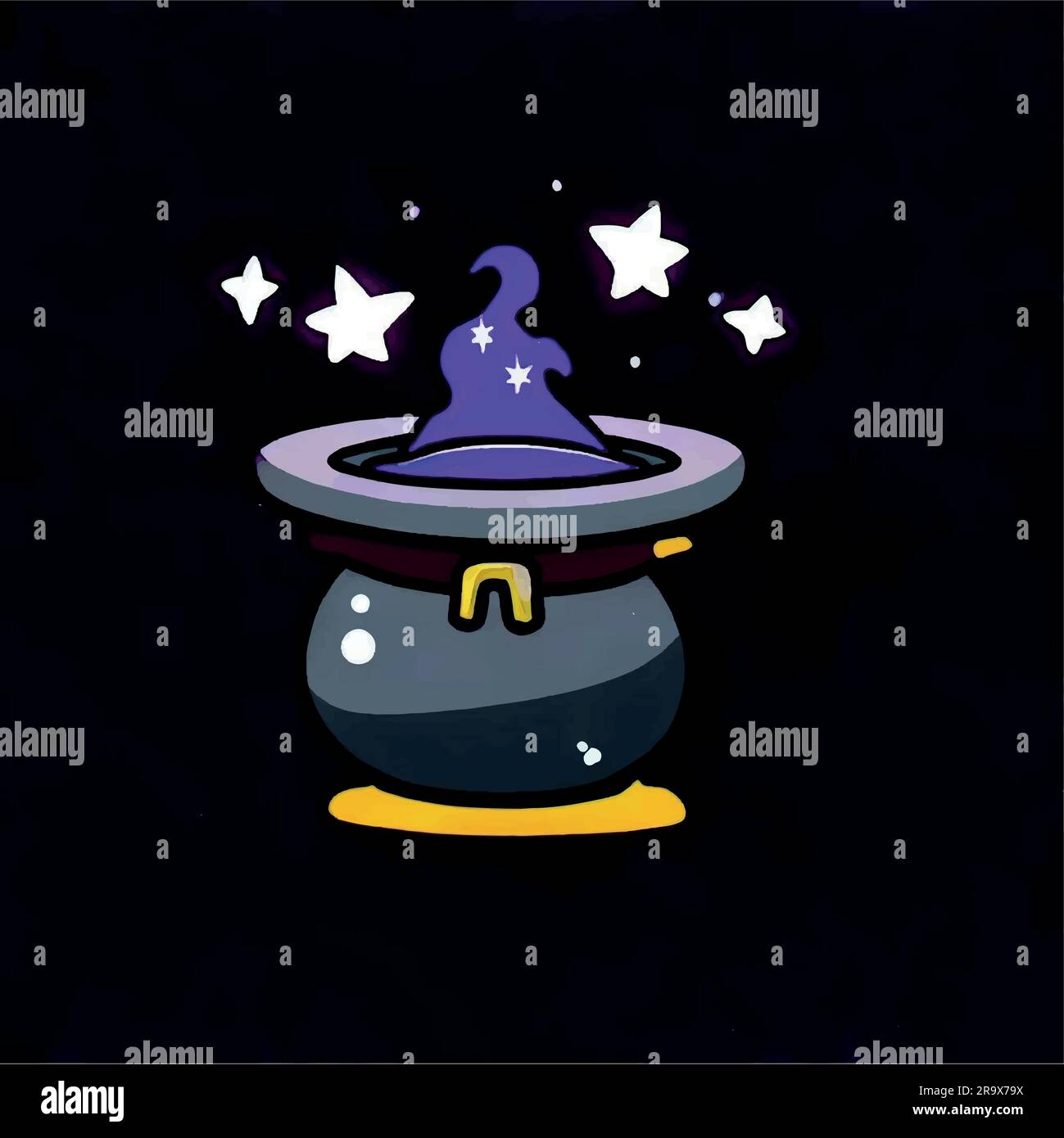 illustration de chaudron de sorcière sur un écran noir Illustration de Vecteur