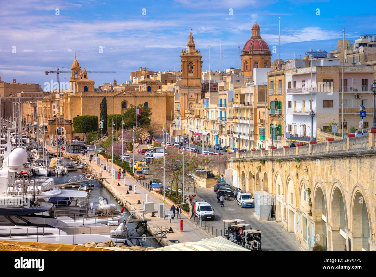 Vue sur Birgu (Vittoriosa) depuis Valleta, Malte Banque D'Images